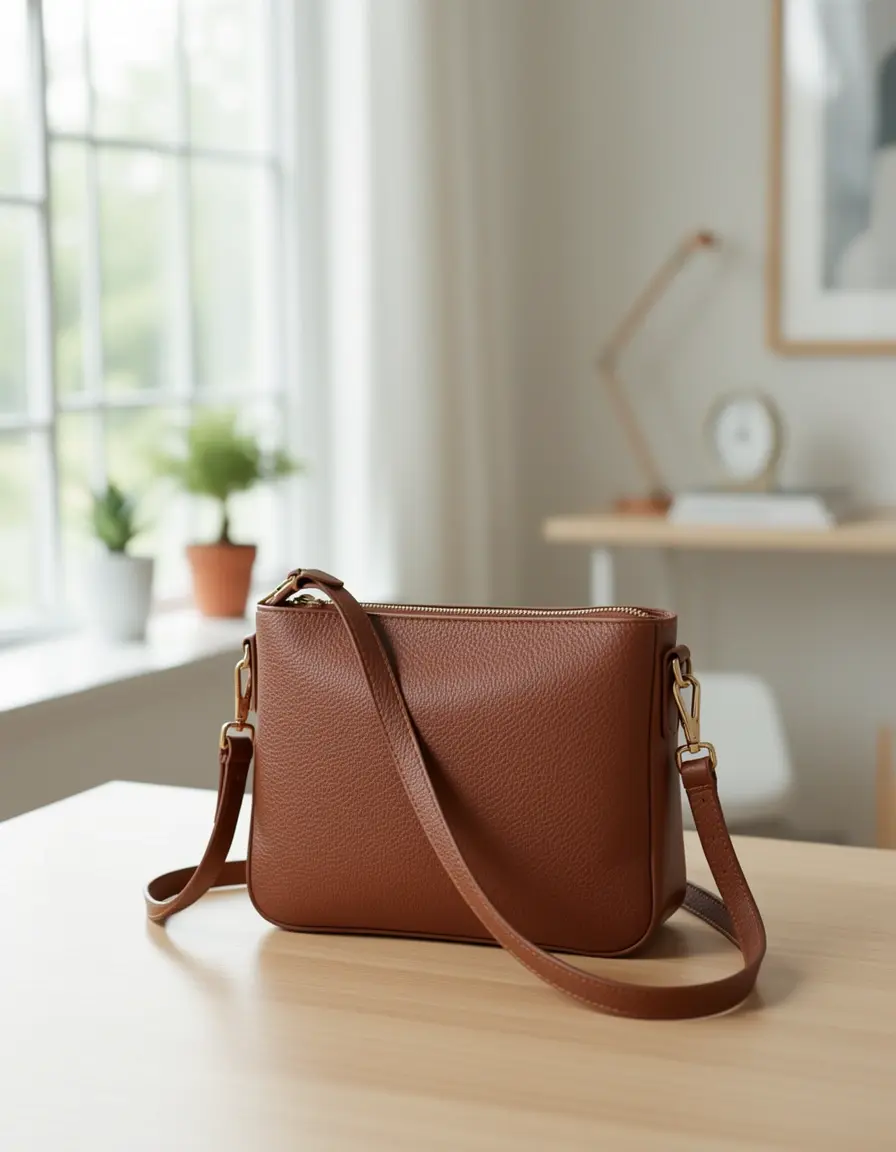 Braune Crossbody Leder Damen Handtasche für Alltag und Freizeit