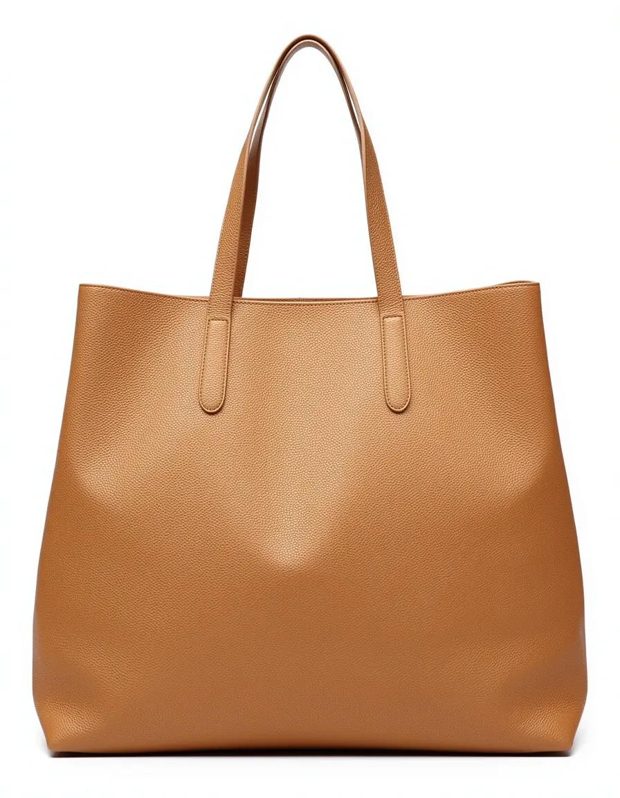 Große Tan-farbene Leder Tote Bag für Damen isoliert