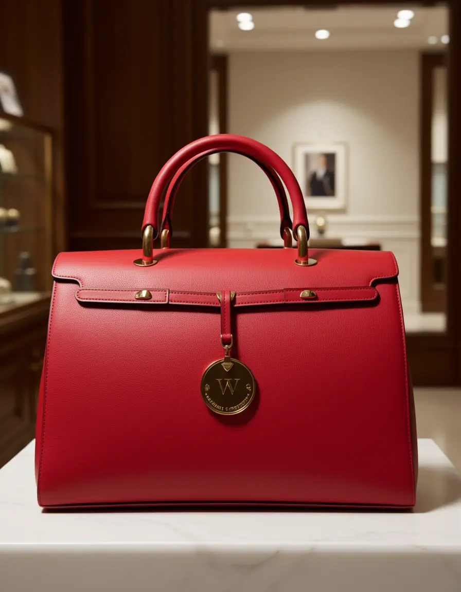 Luxuriöse Designer Leder Handtasche in Rot