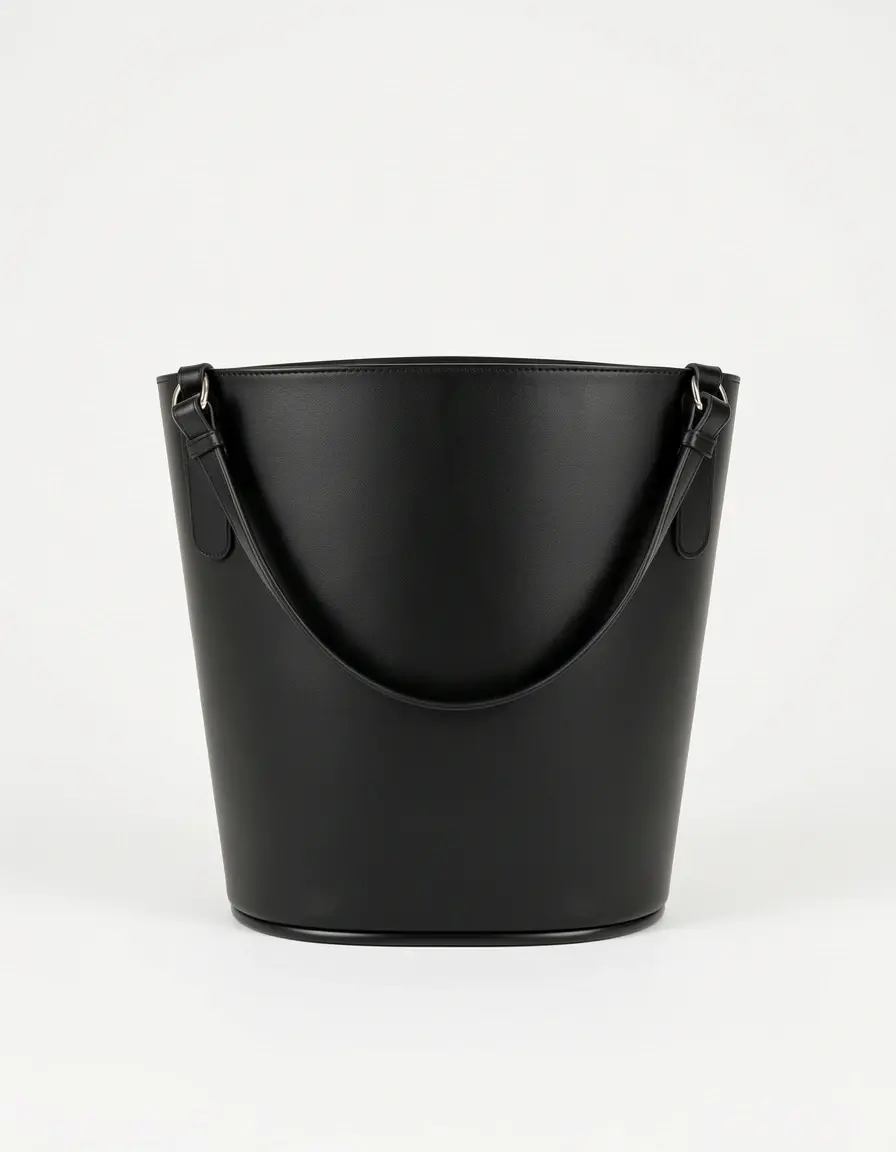 Schwarze Leder Bucket Bag in moderner Form