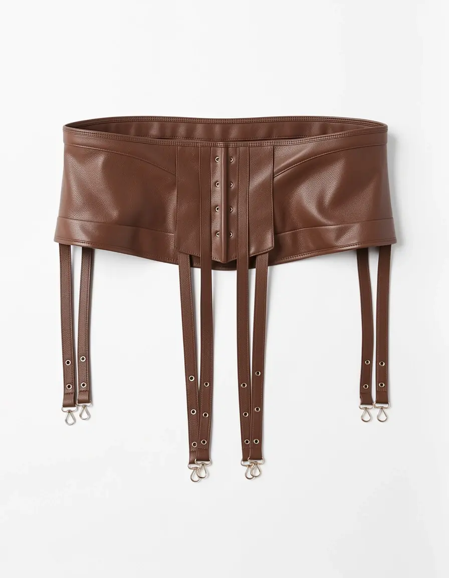 Brauner Leder-Strapsgürtel mit Riemen