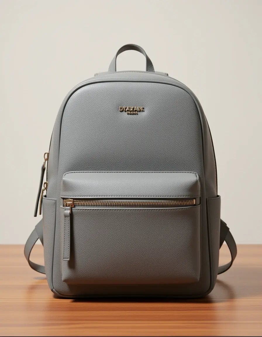 Modischer grauer Damen Leder Rucksack mit minimalistischem Design