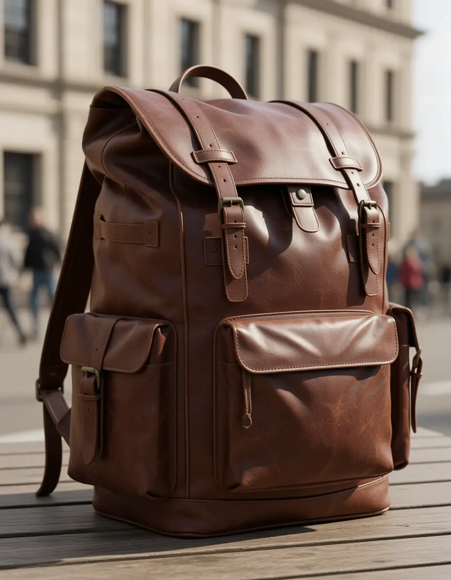 Großer Damen Leder Reise Rucksack mit viel Stauraum