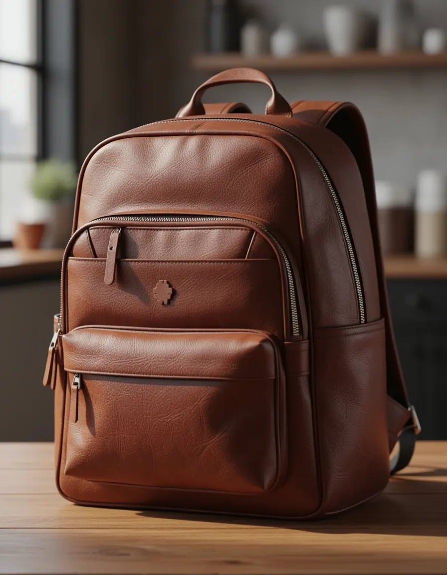 Diebstahlsicherer Damen Leder Rucksack für die Stadt