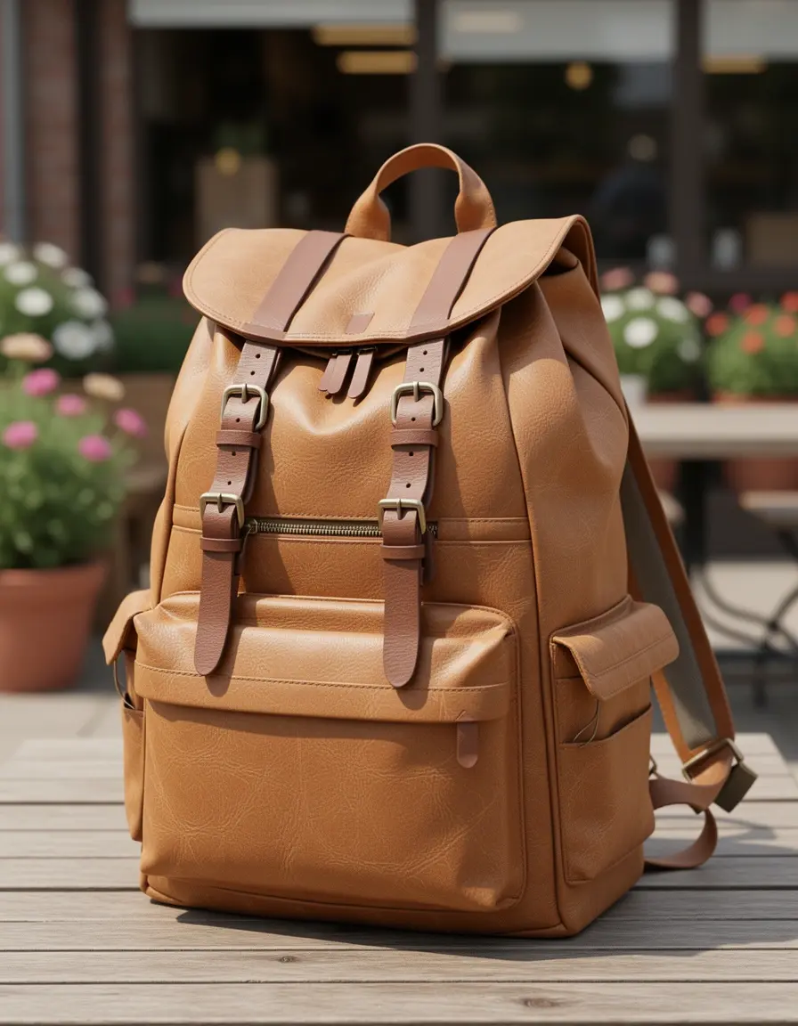 Lässiger heller Damen Leder Rucksack für den Alltag