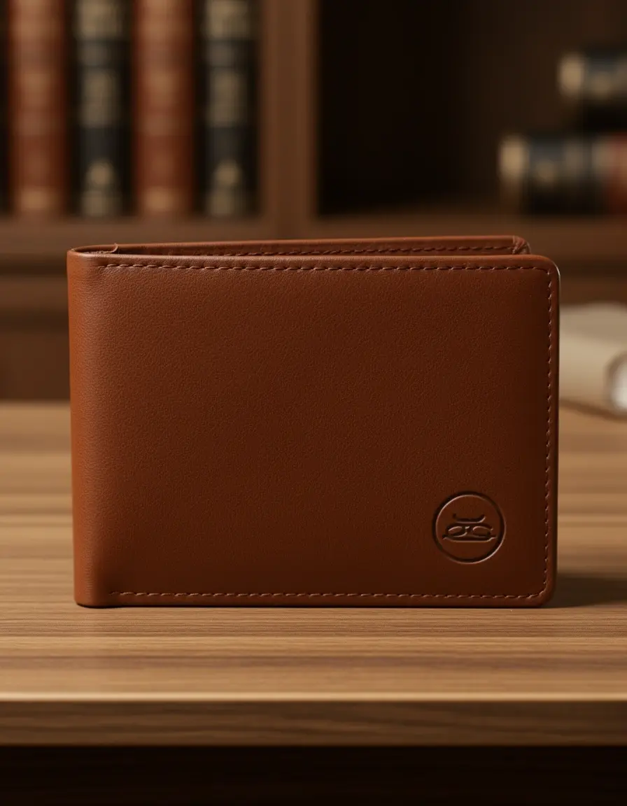 Brauner Trifold Leder Geldbeutel für Herren Detailansicht