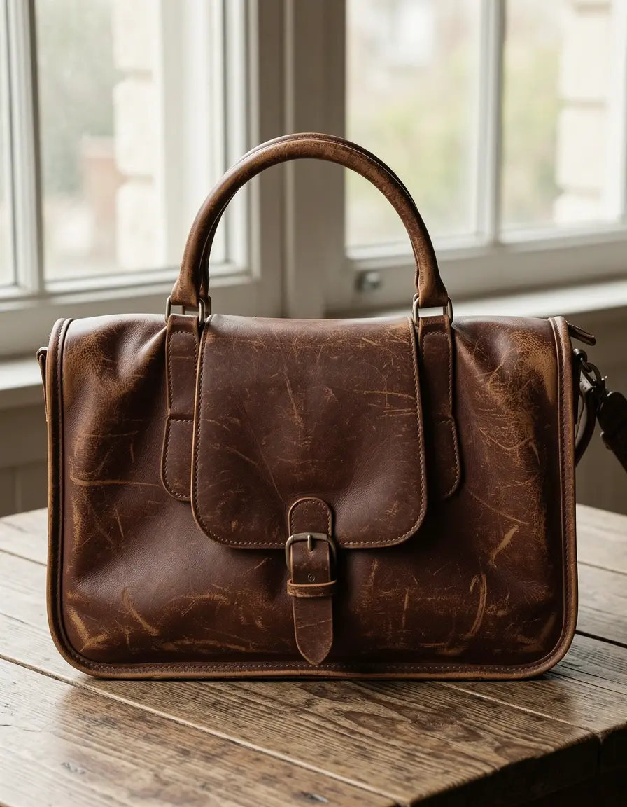Vintage Ledertasche mit Used-Look Oberfläche