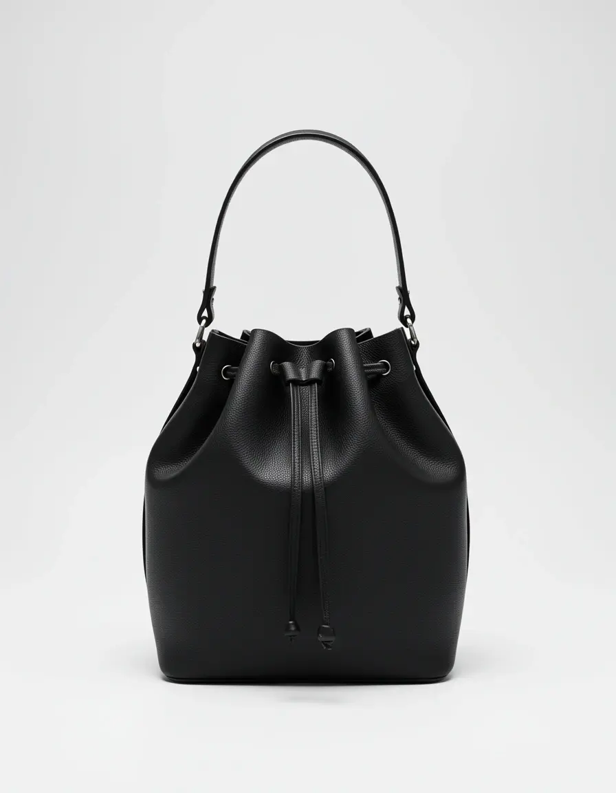 Moderne schwarze Beuteltasche aus Leder