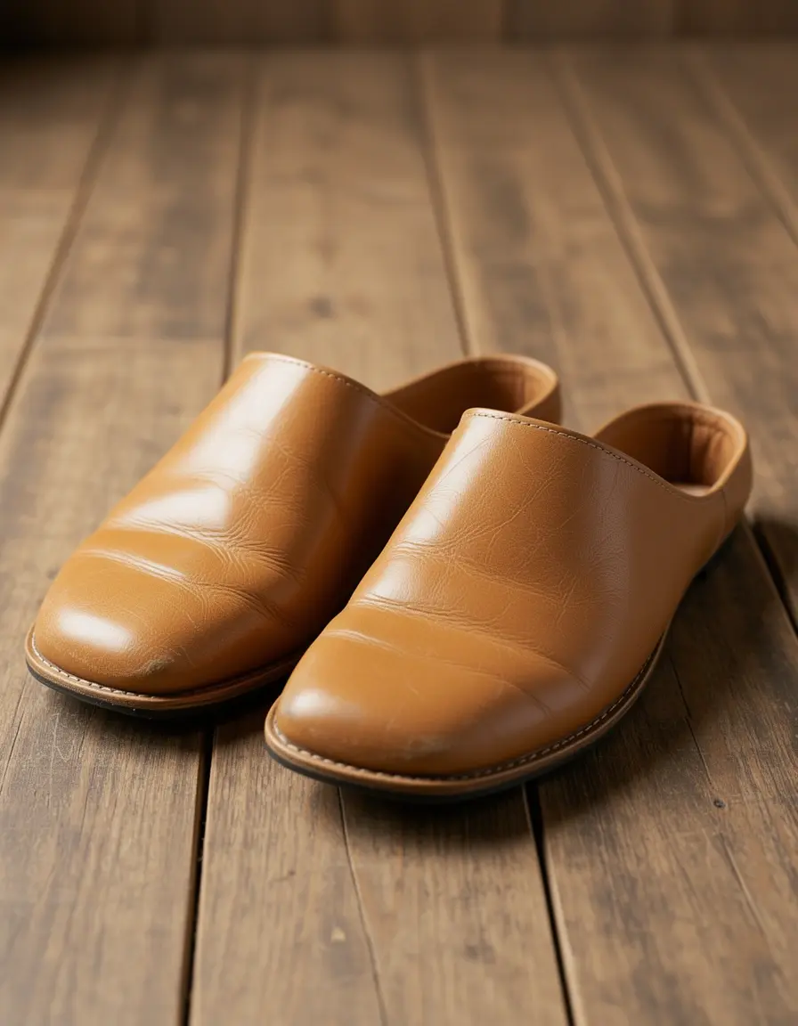 Vintage braune Lederhausschuhe im Retro-Stil