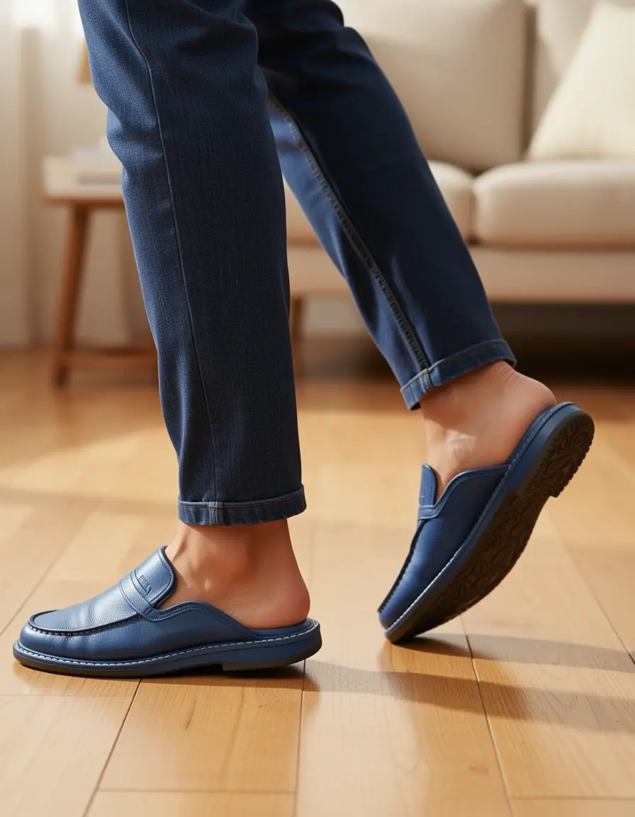 Blaue Casual Lederhausschuhe für Herren