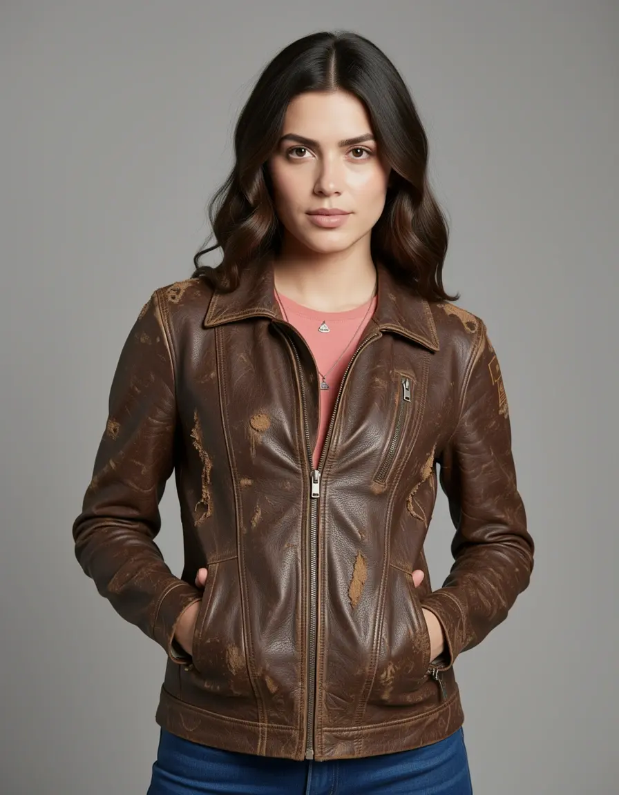Vintage Lederjacke Damen im Used-Look