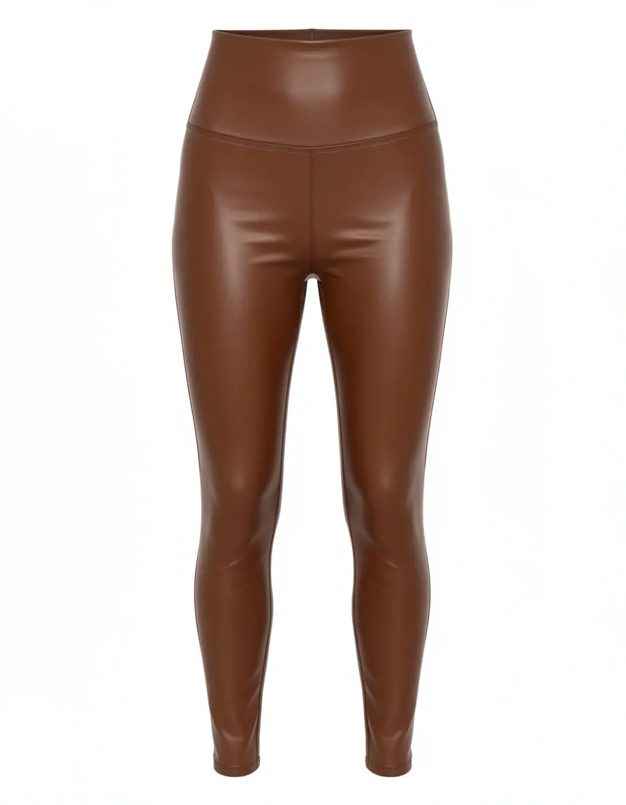 Braune High Waist Lederpants Damen isoliert dargestellt