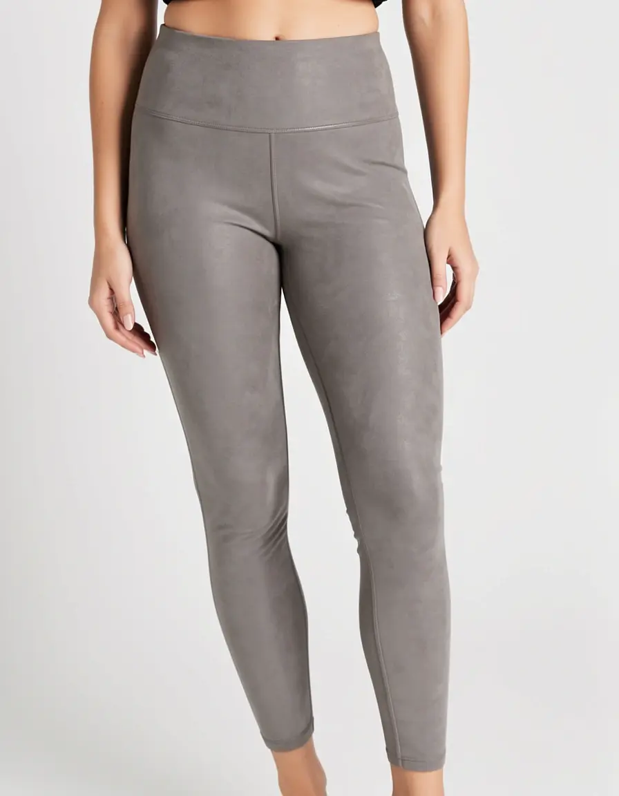 Graue Wildleder Leggings Damen für elegante Outfits