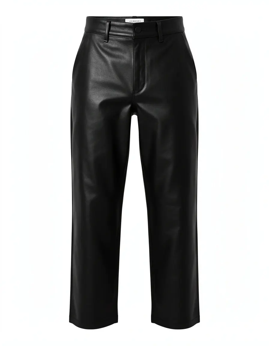 Schwarze Cropped Leder Leggings Damen verkürzt