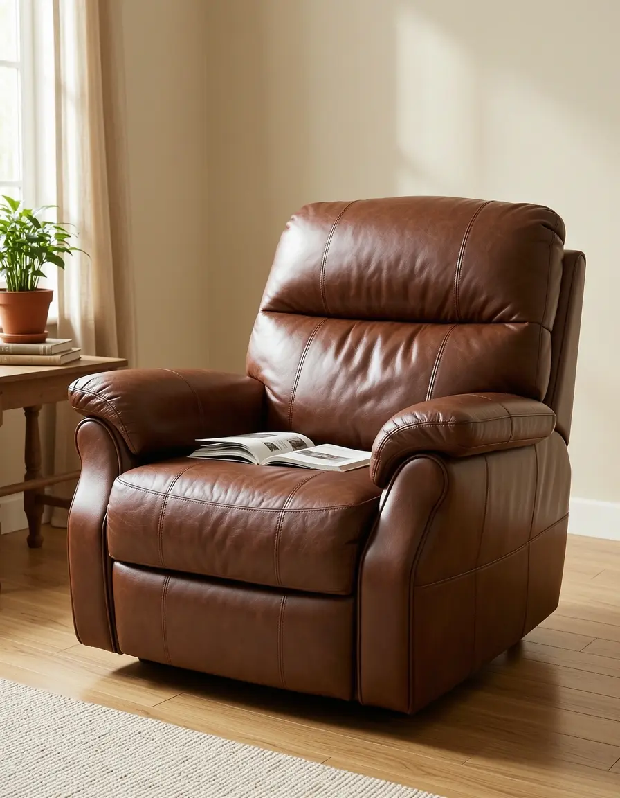 Brauner Recliner Leder Sessel mit Relaxfunktion
