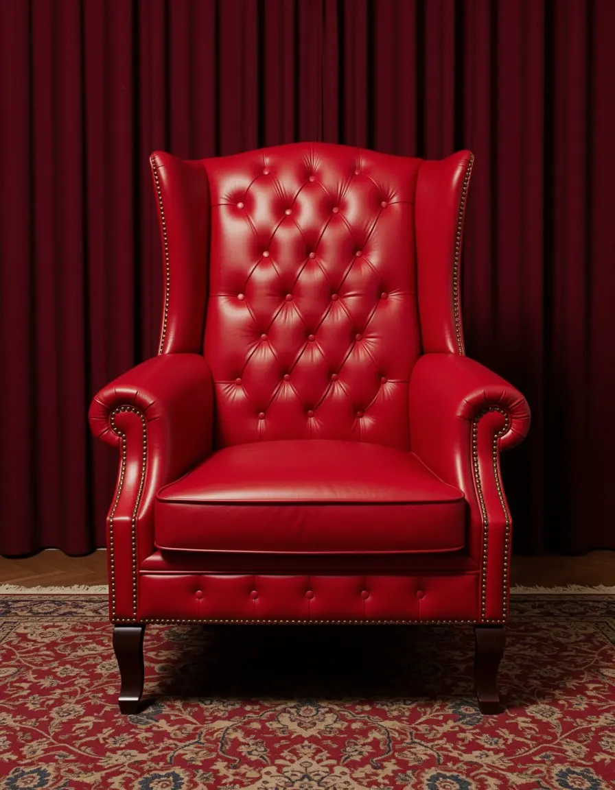 Roter Club-Ledersessel im traditionellen Stil