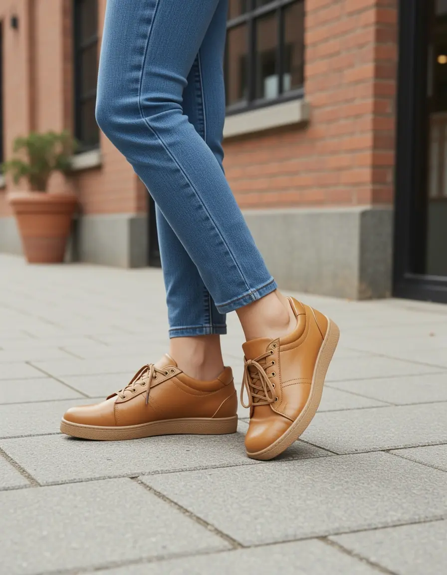 Braune Casual Ledersneaker für Damen