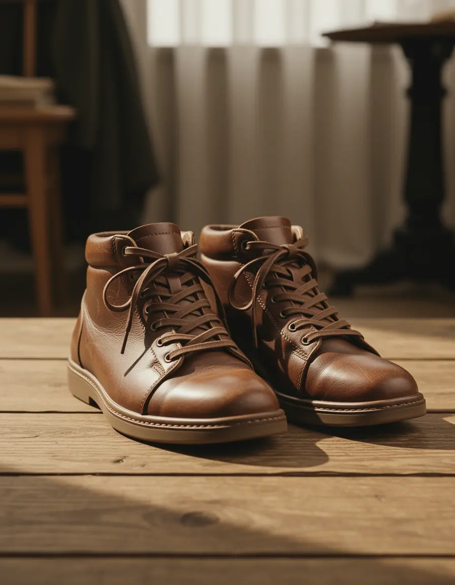 Vintage Style braune Leder Sneaker