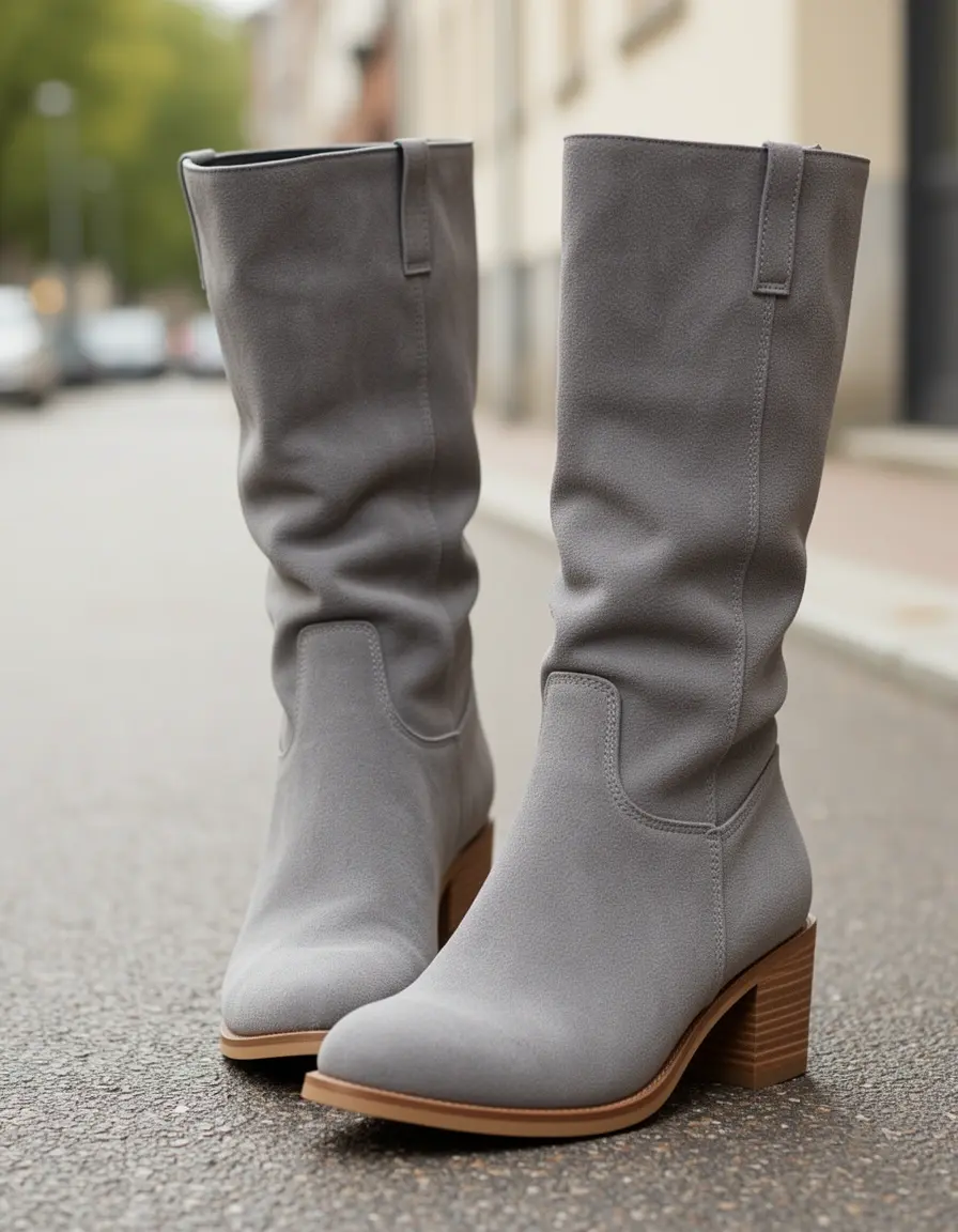 Graue Wildleder Stiefeletten für Damen