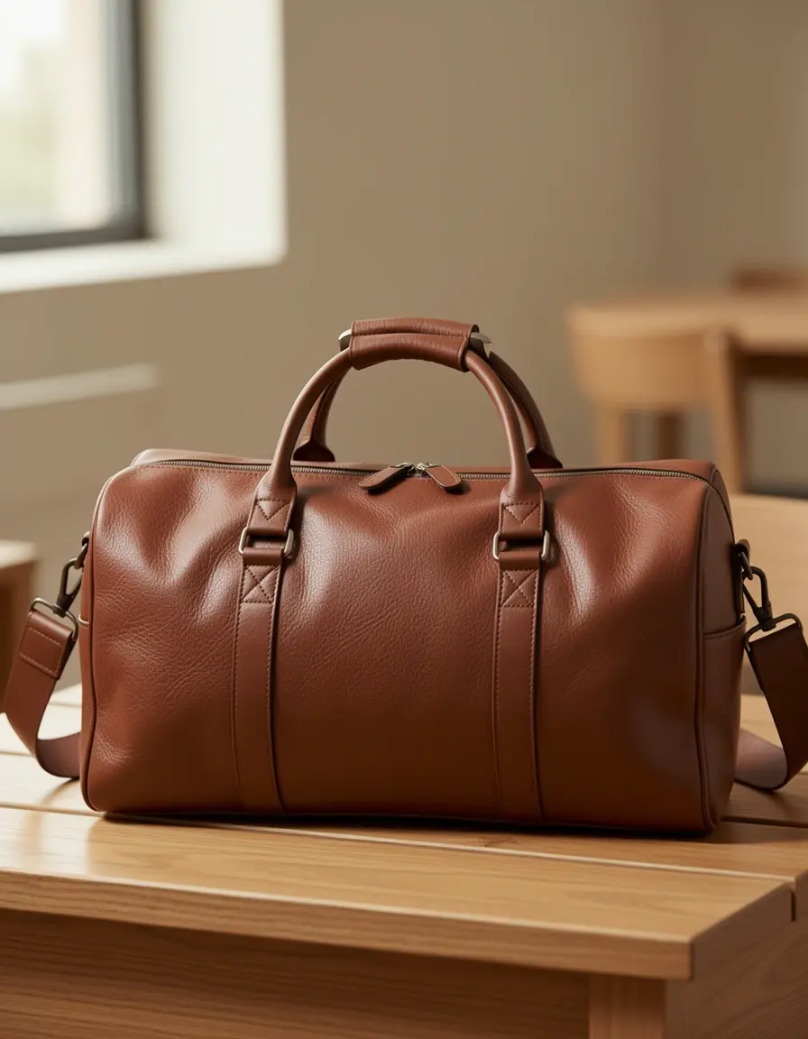 Braune Weekend Duffel Leder Tasche