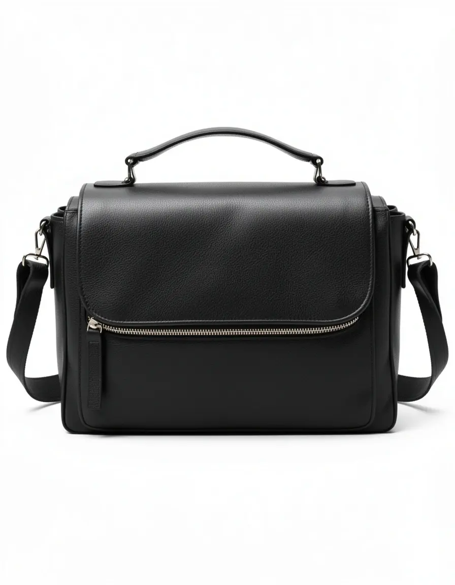 Schwarze Messenger Leder Tasche