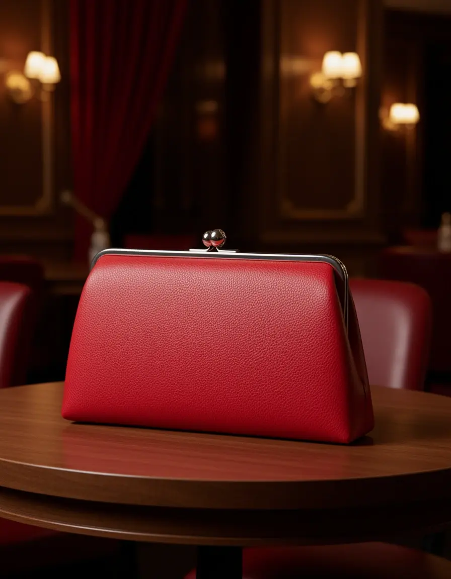 Rote Clutch Leder Tasche für Abende