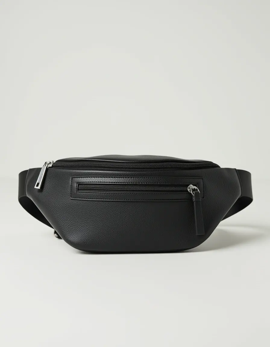 Schwarze Bauchtasche aus Leder