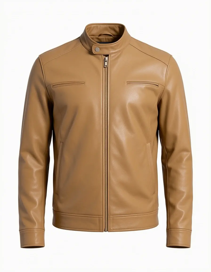Taillierte Only Lederjacke in Cognac