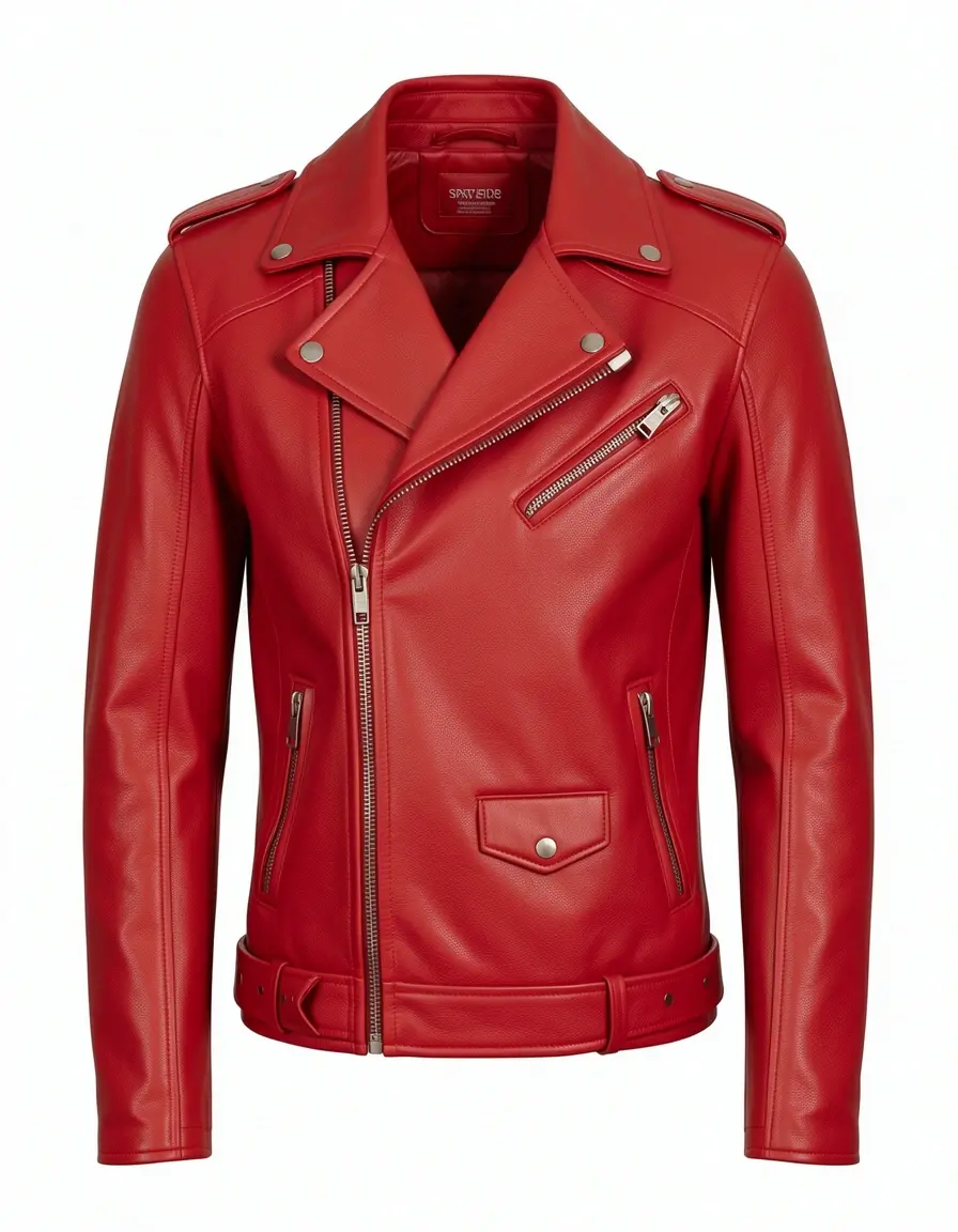 Rote Only Moto Lederjacke