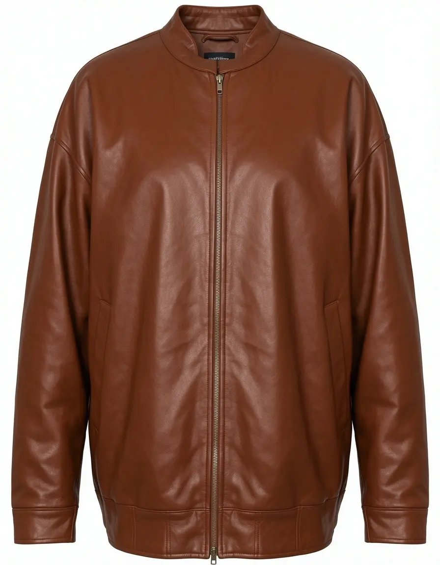 Oversized Only Lederjacke in Dunkelbraun