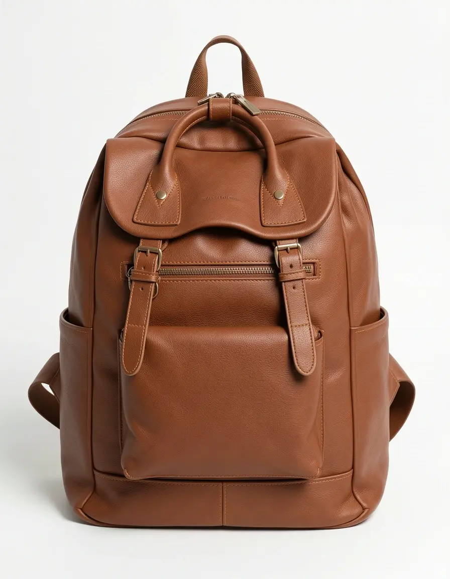 Brauner Leder Daypack Rucksack für Damen in hochwertiger Optik