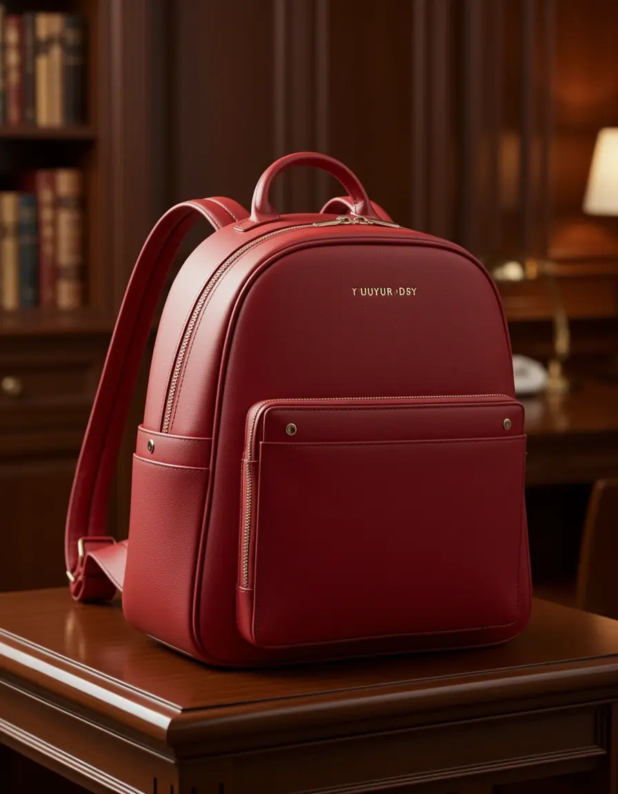 Luxuriöser roter Designer Lederrucksack für Damen