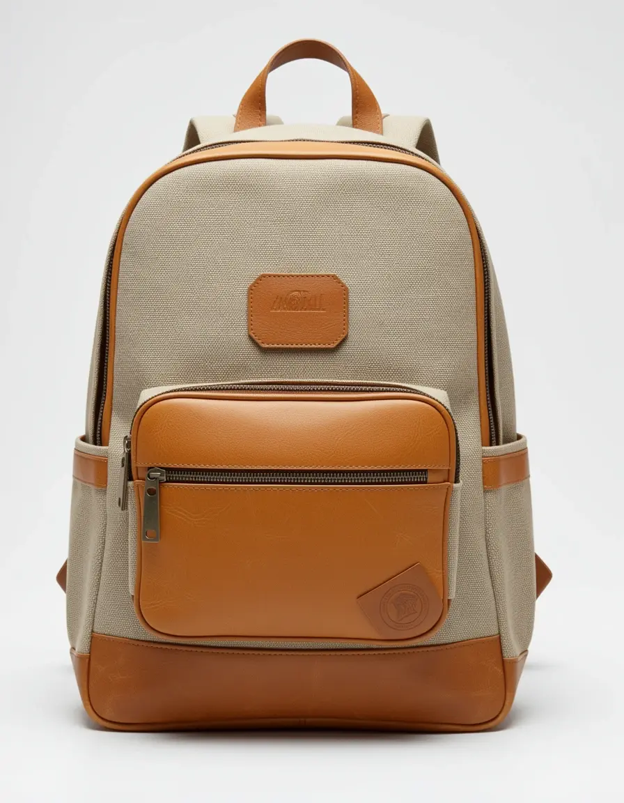Leder und Canvas Rucksack Mix für Damen robuster Hybrid Look
