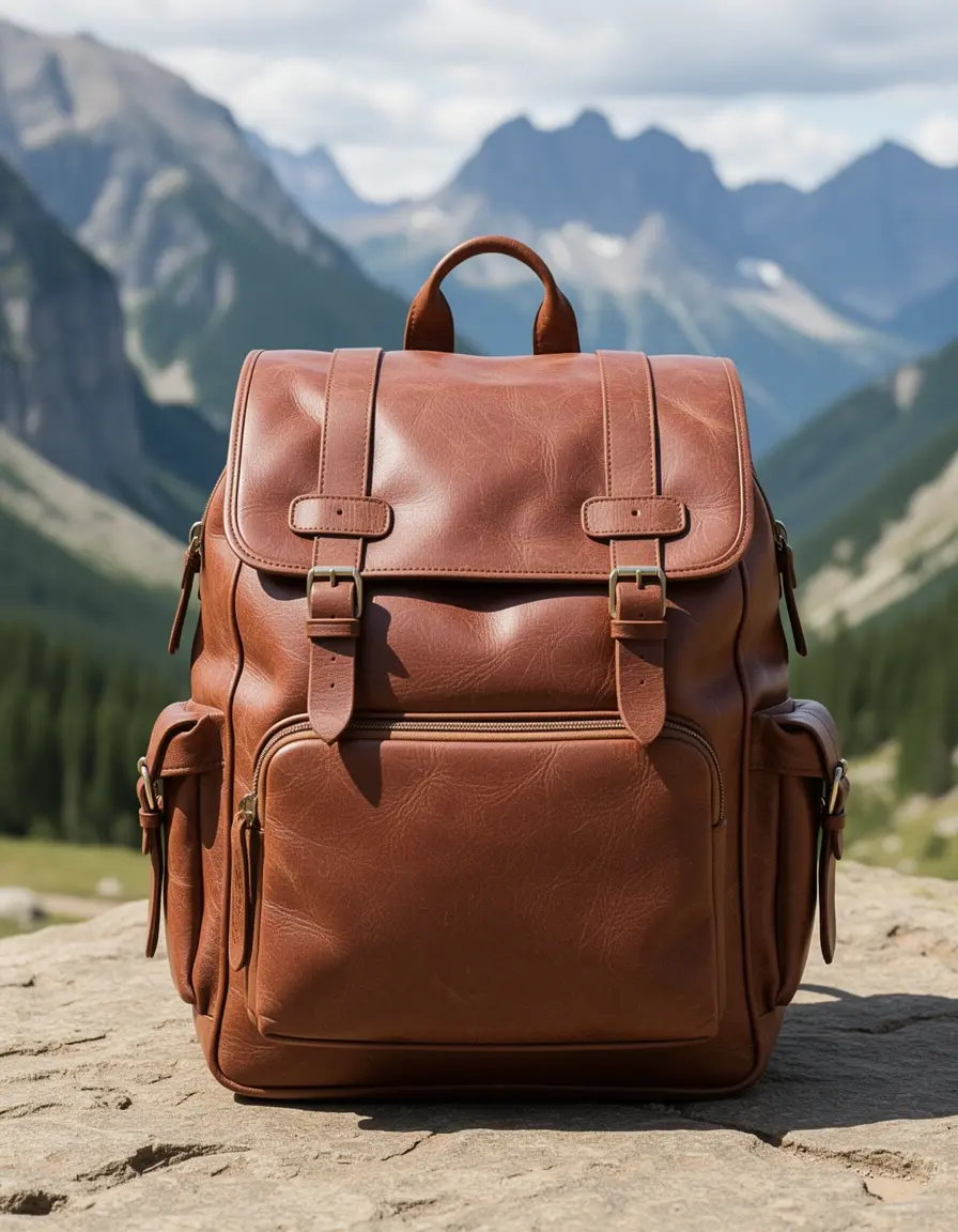 Großer Lederrucksack für Damen mit viel Stauraum braun