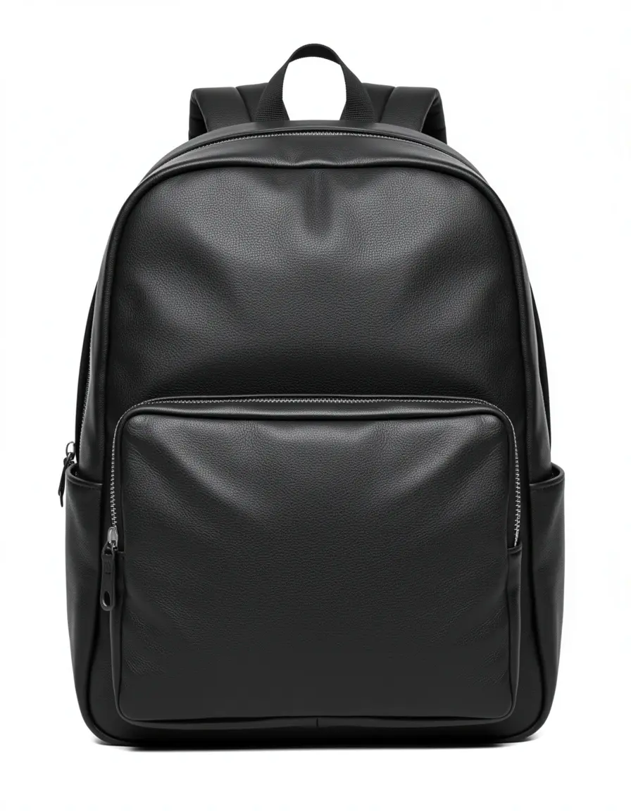 Schwarzer lässiger Lederrucksack für Damen minimalistisch