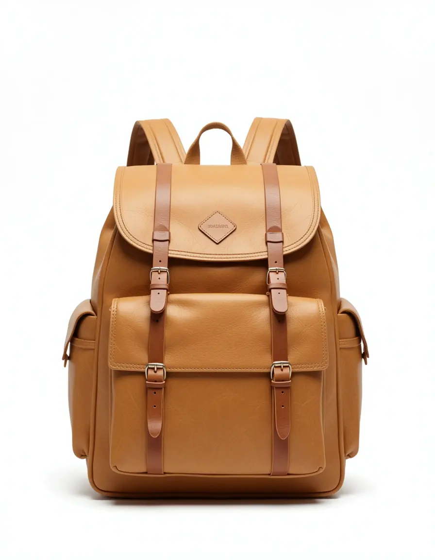 Reise Lederrucksack für Damen in Cognacbraun mit vielen Fächern