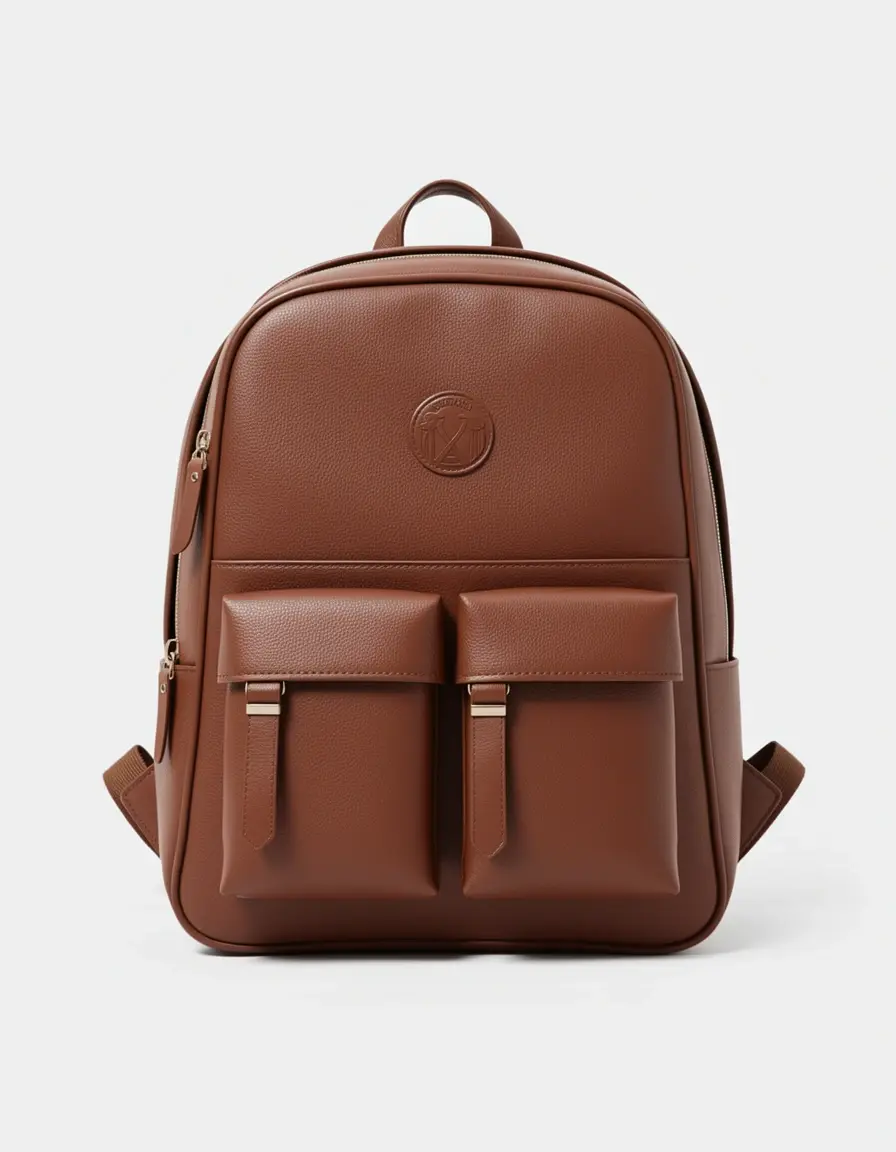 Großer brauner Lederrucksack für Schule oder Uni