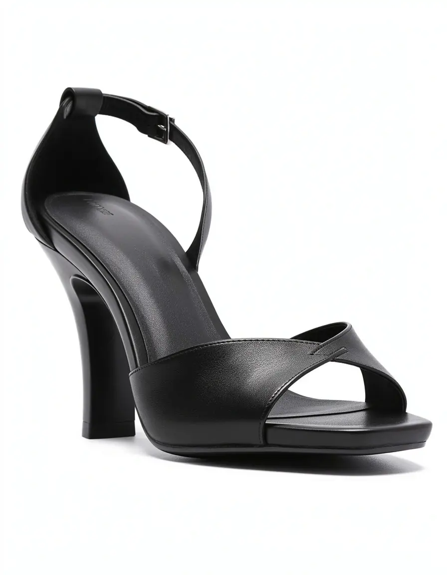 Schwarze Heeled Leather Sandals für elegante Anlässe