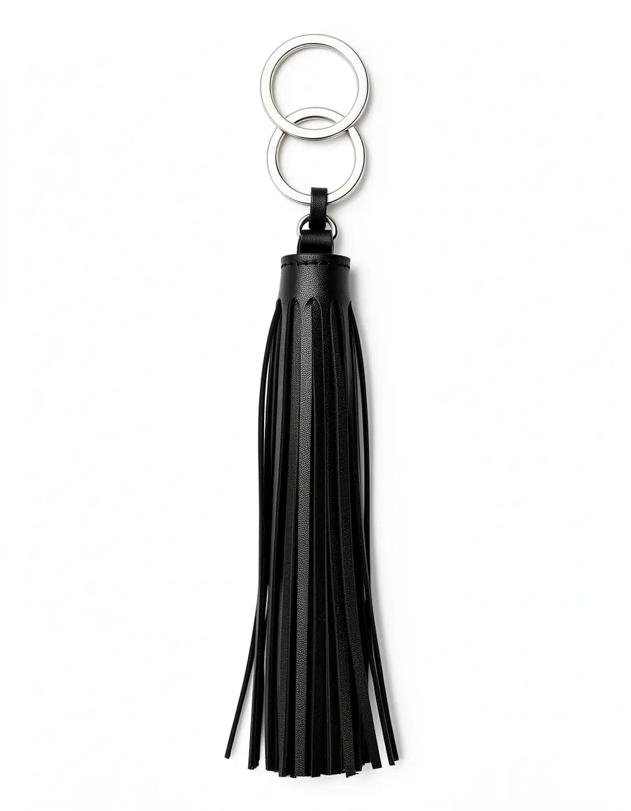 Schwarzer Tassel Schlüsselanhänger aus weichem Leder