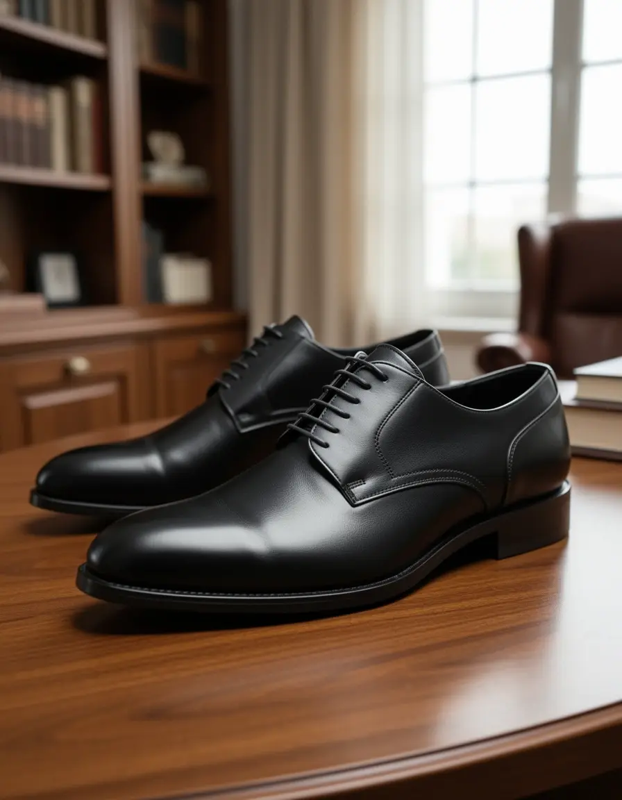 Schwarze Derby Lederschuhe für Herren