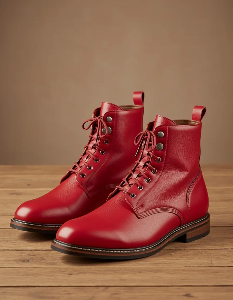 Rote Herren Lederboots robust