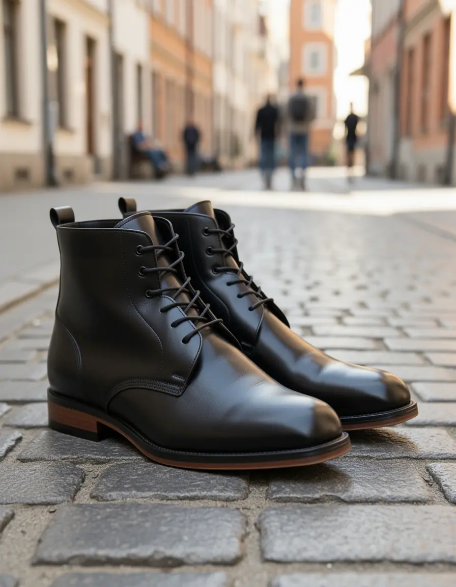 Schwarze Chukka Boots Leder Herren